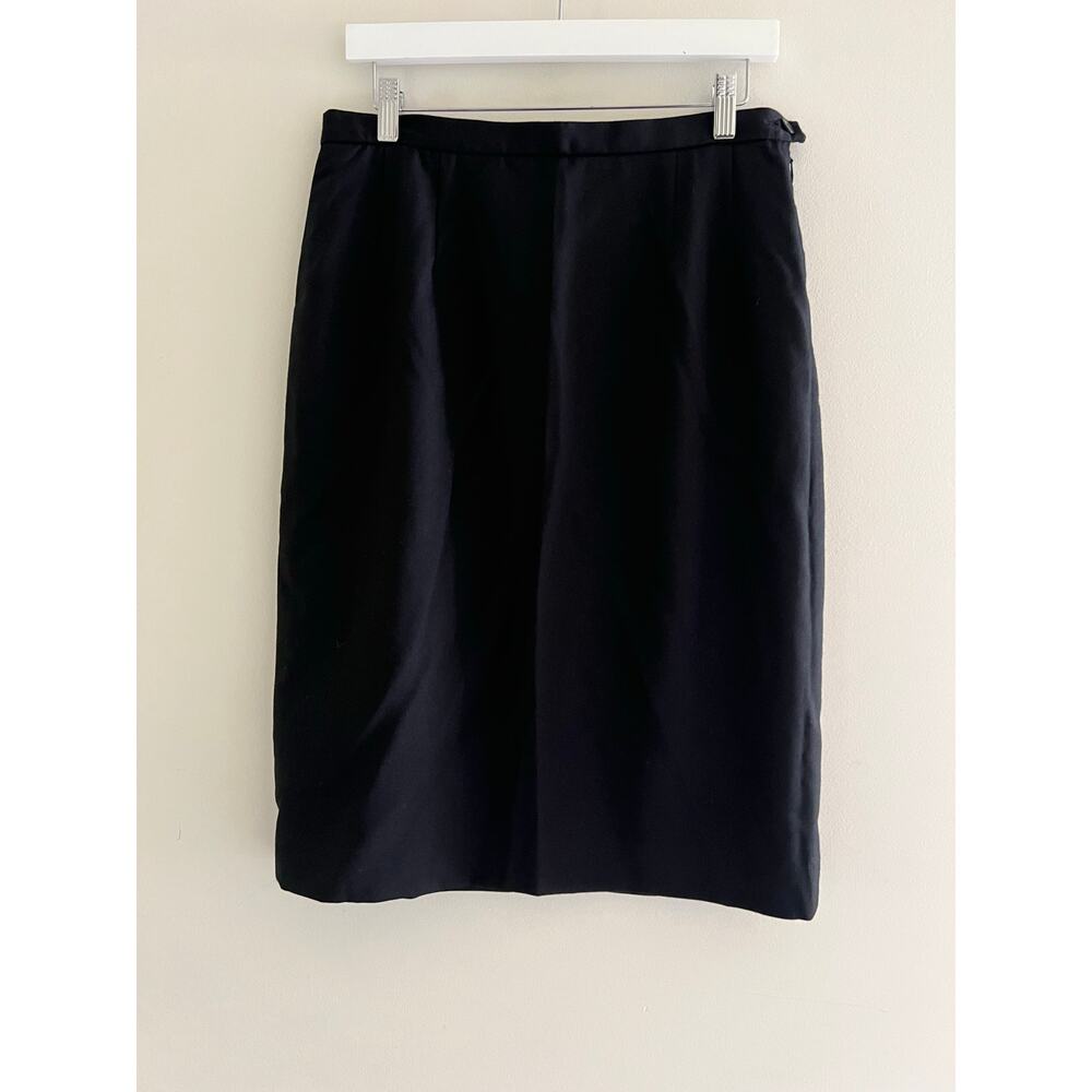 Vintage Pendleton Pencil Skirt 100% Wool Black Knee Length Size 12 JJ